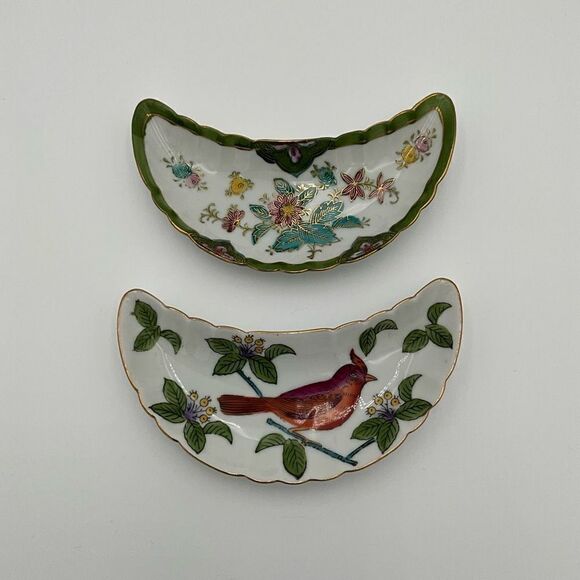 VINTAGE LJ Porcelain Japan Half Moon dishes - Picture 1 of 5